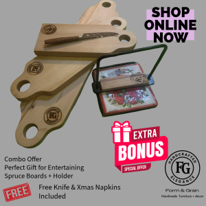 Form & Grain Deluxe Spruce Cheese Board & Serviette Holder Combo